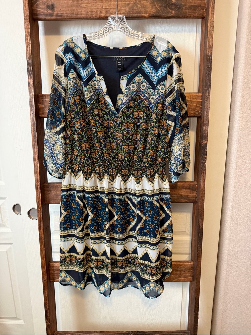 Enfocus Studio Navy Dress with Multicolor Print